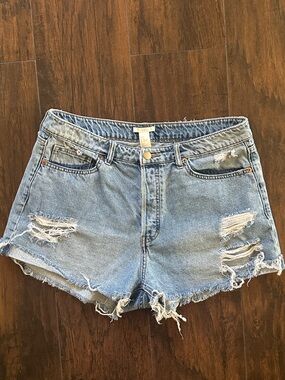 H&M Light Blue Distressed Denim Shorts